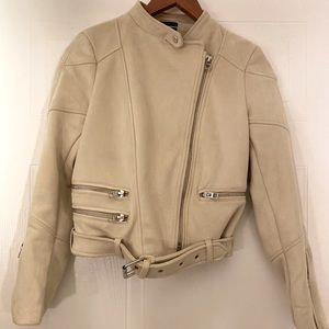 Zara Faux Suede Moto Jacket - XS - Beige